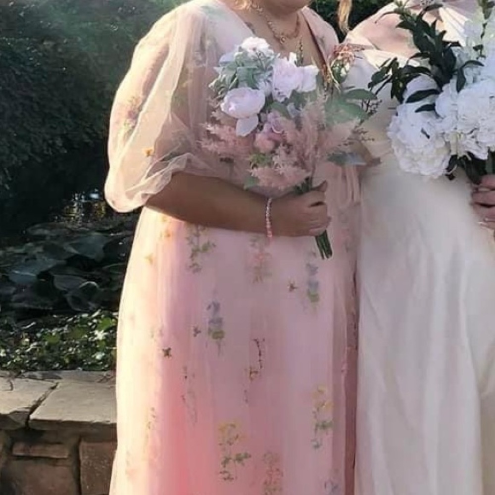 Hand Crafted Floral Pink Wedding Dress